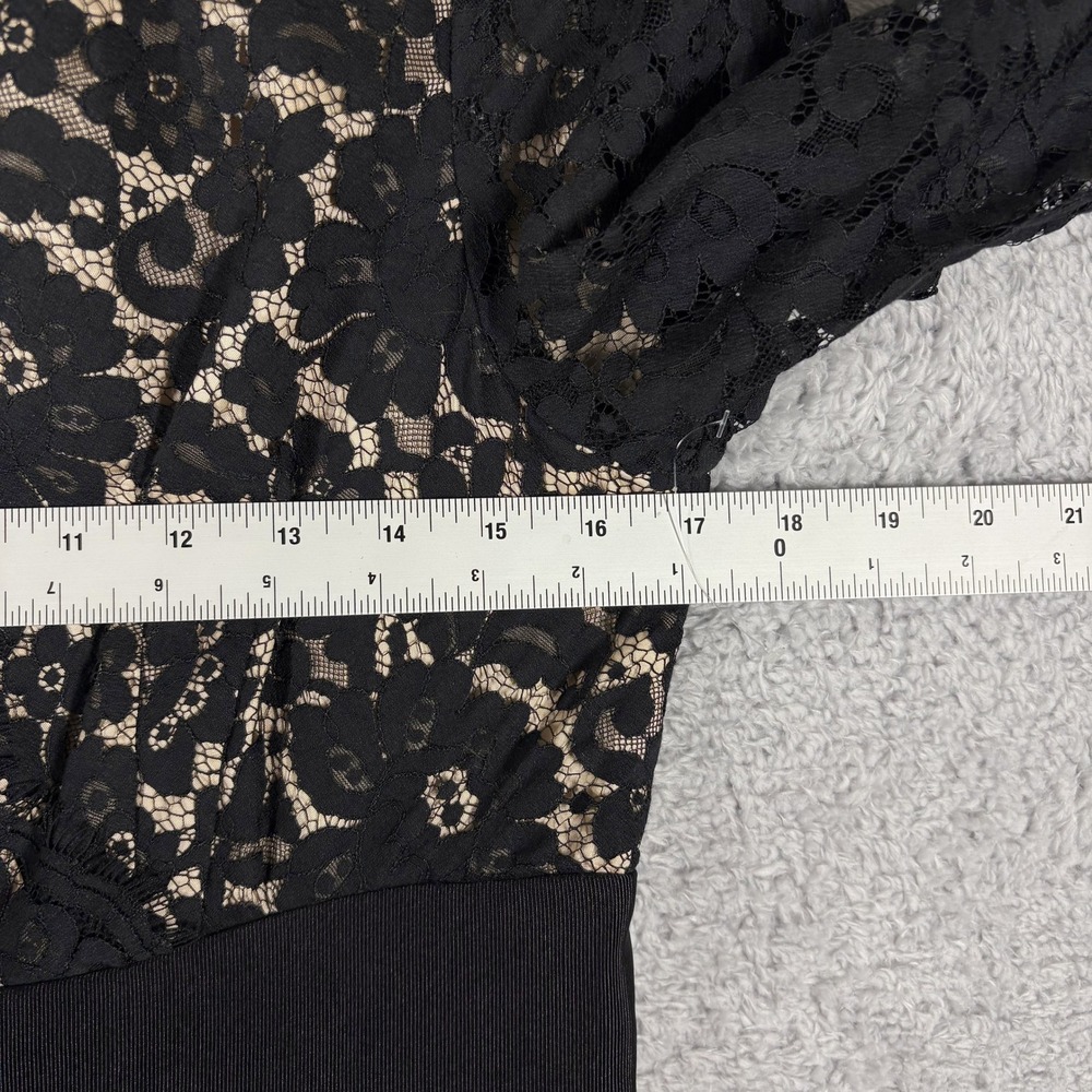 Eliza J Fallie Full Length A Line Gown Size 12 Black Lace Fit Flare Maxi V Neck - Picture 3 of 9
